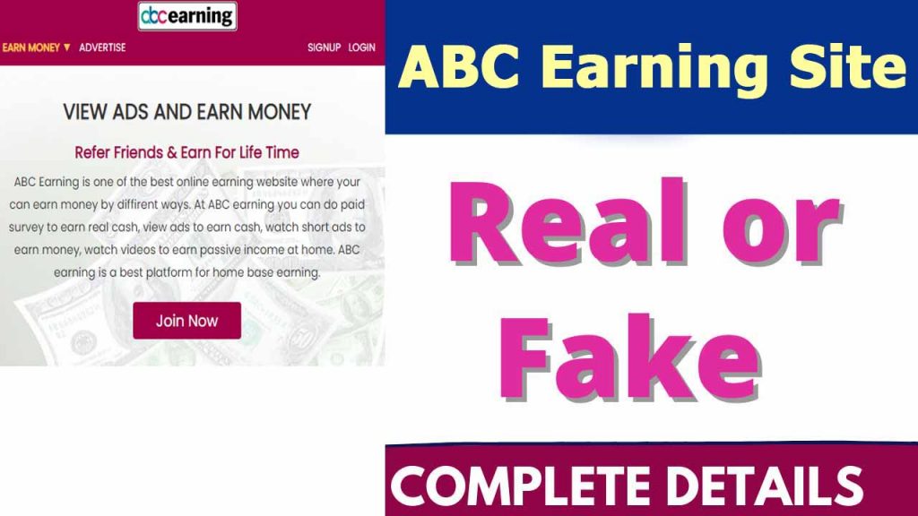 Abc Earning Website Real Or Fake
